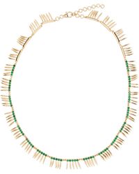 Ileana Makri Halskette Grass Sunny aus 18kt Gelbgold mit Smaragden in Grün Damen Schmuck Halsketten 