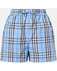 Burberry - Check Cotton Shorts - Lyst