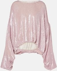 Dries Van Noten - Sequined Gathered Blouse - Lyst