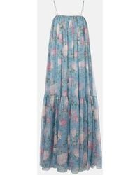 Chloé - Robe Longue En Soie A Fleurs - Lyst