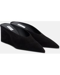Alaïa - Cube 75 Suede Wedge Mules - Lyst
