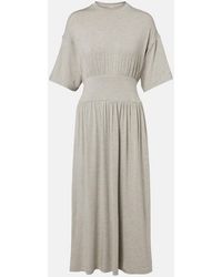 TOTEME - Jersey Gathered Midi Dress - Lyst
