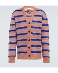 Marni - Striped Brushed Mohair-blend Cardigan - Lyst
