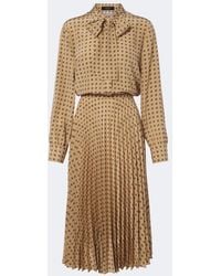 Gucci - Interlocking G Plisse Silk Midi Dress - Lyst