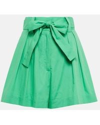 Oscar de la Renta - High-Rise Wide-Leg Cotton Shorts - Lyst
