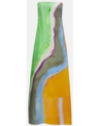 Christopher Esber - Printed Silk Satin Maxi Dress - Lyst