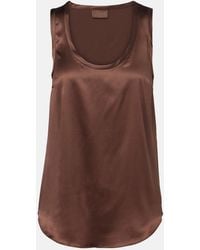 Brunello Cucinelli - Silk-Blend Satin Tank Top - Lyst
