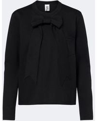 Noir Kei Ninomiya - Bow-Detail Cotton Jersey Top - Lyst