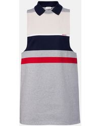 Versace - Striped Cotton Jersey Polo Dress - Lyst