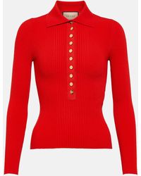 Gucci - Ribbed-knit Polo Sweater - Lyst