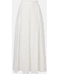 Elie Saab - Embroidered Cotton-Blend Maxi Skirt - Lyst