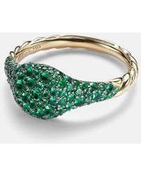 David Yurman - Pinky Ring Petite Pave Aus 18Kt Gelbgold Mit Smaragden - Lyst