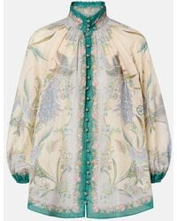 Zimmermann - Indra Printed Cotton And Silk-Blend Blouse - Lyst