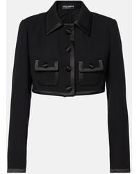 Dolce & Gabbana - Cropped Wool And Silk-Blend Jacket - Lyst