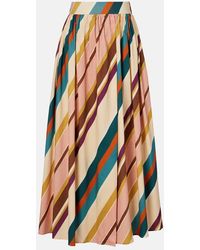 Adriana Degreas - Striped Cotton-Blend Maxi Skirt - Lyst