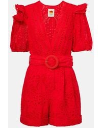 FARM Rio - Combi-Short En Coton A Broderies Anglaises - Lyst