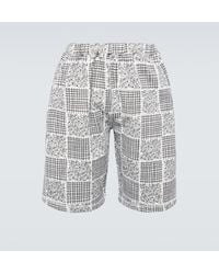 KENZO - Patchwork Print Cotton Shorts - Lyst