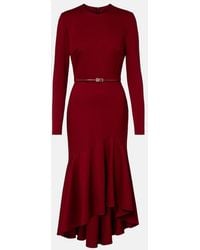 Elie Saab - Belted Tiered Midi Dress - Lyst