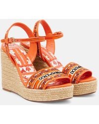 Dolce & Gabbana - Floral Embroidered Espadrille Wedges - Lyst