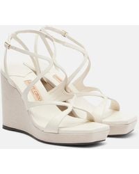 Jimmy Choo - Ayla Leather Wedge Sandals - Lyst