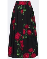 Dolce & Gabbana - Floral Cotton Poplin Midi Skirt - Lyst