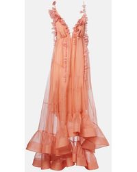 Zimmermann - Vestido Largo Como De Seda Con Aplique Floral - Lyst