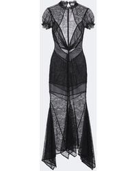 The Attico - Semi-Sheer Asymmetric Lace Midi Dress - Lyst