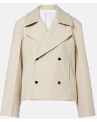 Bottega Veneta - Intrecciato Striped Wool And Cotton Peacoat - Lyst
