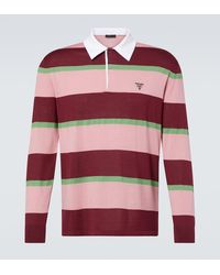 Prada - Striped Polo - Lyst