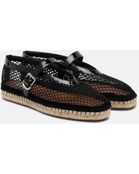 Alaïa - Fishnet Leather-Trimmed Espadrilles - Lyst