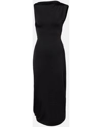 Victoria Beckham - Draped Embellished Satin Midi Dress - Lyst