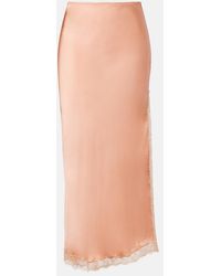 Poupette - Lila Lace-Trimmed Satin Slip Skirt - Lyst