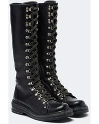Miu Miu - Leather Lace-Up Boots - Lyst