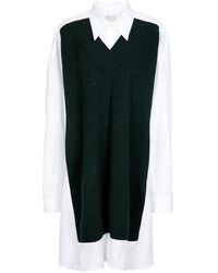 Maison Margiela - Wool-paneled Cotton Shirt Dress - Lyst