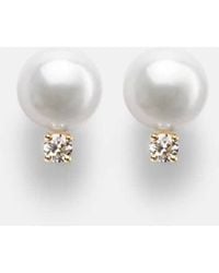 Mikimoto - 18Kt Earrings With Akoya Pearls And Diamonds - Lyst