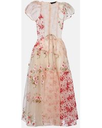 Simone Rocha - Patchwork Sheer Organza Midi Dress - Lyst