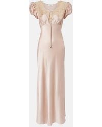 Chloé - Vestido Largo De Saten De Seda Con Encaje - Lyst