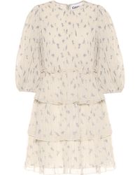 Ganni Minikleid aus Georgette - Weiß