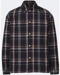 A.PRESSE - Checked Wool And Cashmere Overshirt - Lyst