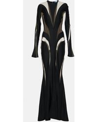Mugler - Paneled Tulle And Jersey Gown - Lyst