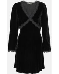 RIXO London - Macie Lace-Trimmed Velvet Minidress - Lyst