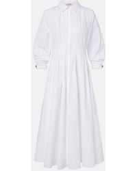 Max Mara - Pleated Cotton Poplin Shirt Dress - Lyst