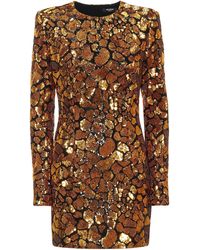 Balmain Minikleid mit Pailletten - Braun