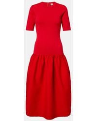 TOTEME - Gathered Jersey Midi Dress - Lyst