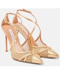 Aquazzura - Pumps Shear 105 Aus Metallic-Leder Und Mesh - Lyst