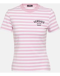 Versace - Camiseta de jersey de algodon a rayas - Lyst