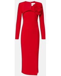 Roland Mouret - Floral-Applique Crepe Midi Dress - Lyst