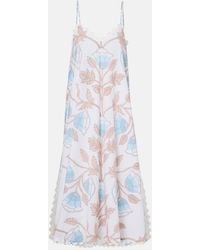 Juliet Dunn - Printed Cotton Slip Dress - Lyst