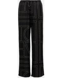 TOTEME - Pantalones Anchos De Seda Con Logo - Lyst