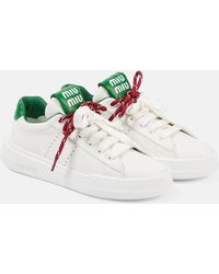 Miu Miu - Logo Leather Sneakers - Lyst